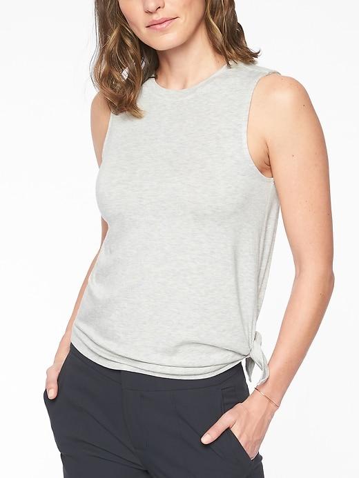 Athleta Womens Cloudlight Asym Side Tie Tank Light Grey Heather Size M