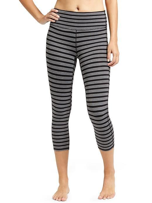 Athleta Womens High Rise Heather Stripe Chaturanga Capri Size L Tall - Black/grey Heather