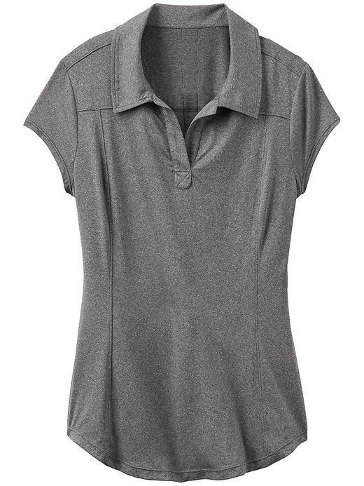Athleta Womens Swing Time Polo Size S Tall - Black Heather