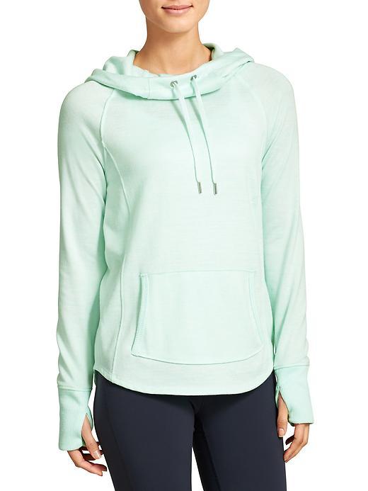 Athleta Womens Techie Sweat Hoodie Size L Tall - Water Blue Heather