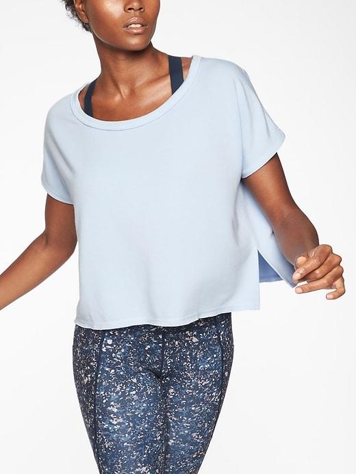 Athleta Womens Unwind Crop Sweatshirt Pure Blue Size M