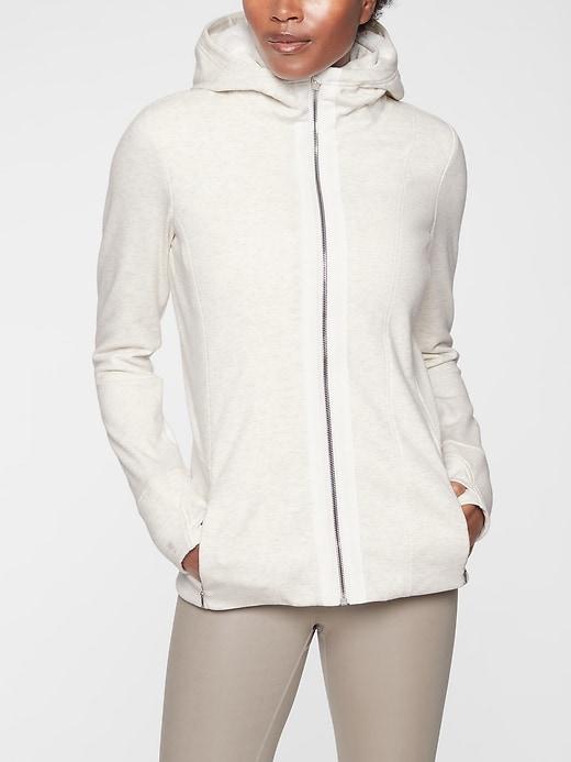 Athleta Womens Luxe Victory Hoodie Light Grey Heather Size Xxs