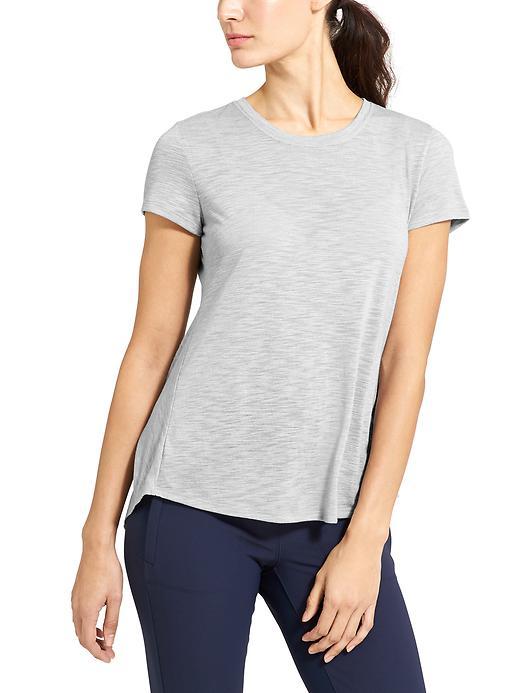Athleta Womens Siro Twist Back Tee Size L - Light Grey Heather