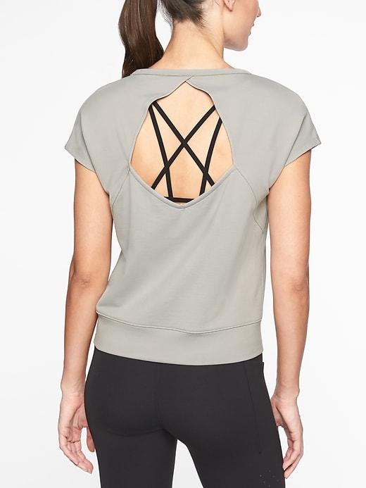 Athleta Womens Open Back Tee Silver Grey Size Xs