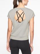 Athleta Womens Open Back Tee Silver Grey Size Xs