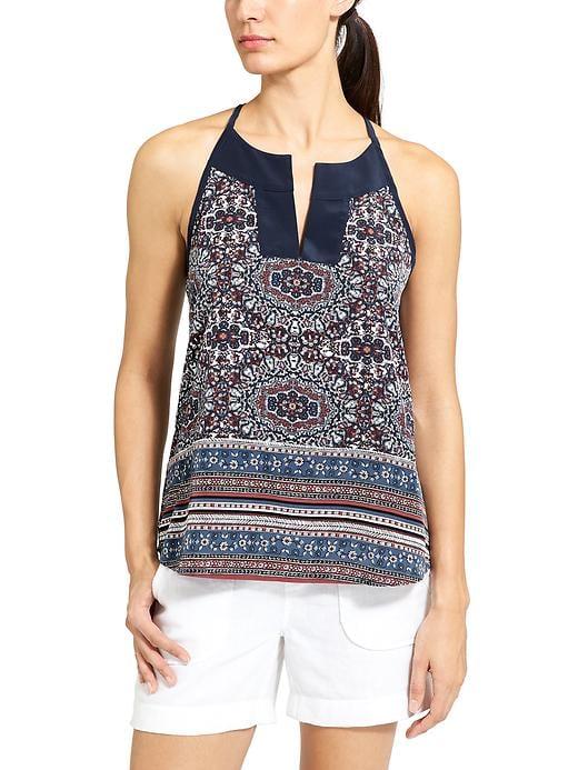 Athleta Womens Medallion Dunes Tank Iron Blue Size Xl