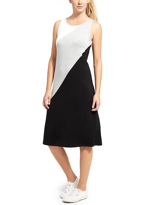 Athleta Womens Diagonal Color Block Tank Dress Black Multi Stripe Size Xxs