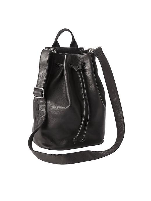 Athleta Womens Leather Bucket Bag Size One Size - Black