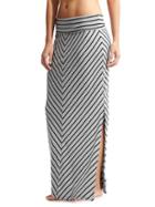 Athleta Womens Stripe Seaside Maxi Skirt Size L - Grey Heather/black