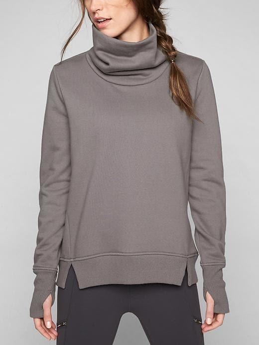 Athleta Womens Funnel Fleece Silver Bells Size M