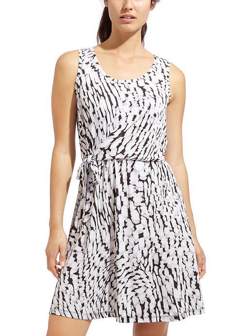Athleta Womens Printed Sweet Saturday Dress Size L Petite - Black