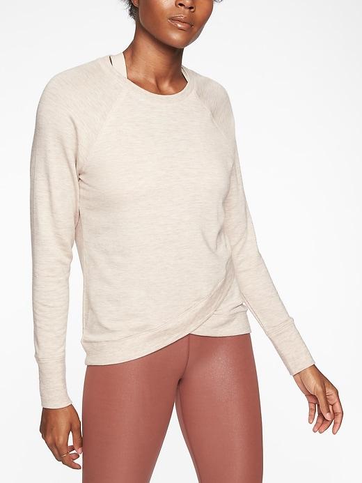 Athleta Womens Criss Cross Sweatshirt Ballerina Gown Heather Size Xs