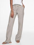 Athleta Womens Stripe Bali Linen Trouser Grey Heather/ White Stripe Size 8