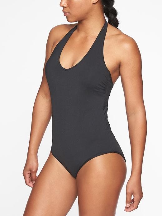 Athleta Womens Plunge Halter One Piece Black Size Xxs