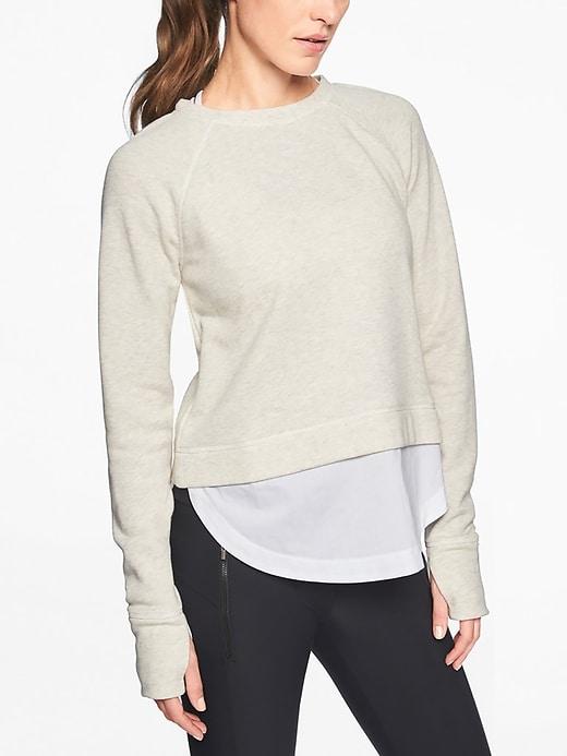 Athleta Womens Roamer Sweatshirt Toasted Brown Heather/ White Size Xs