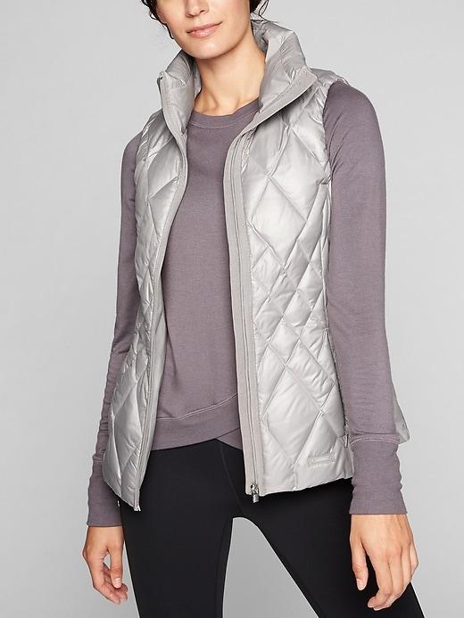 Athleta Womens Responsible Down Vest Pebble Grey Size L