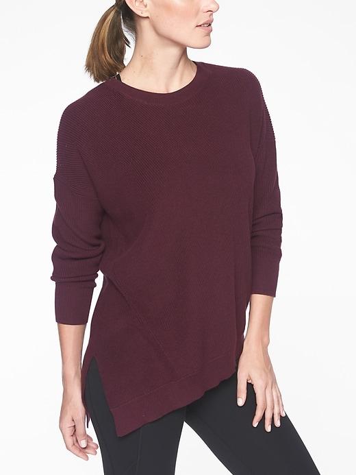 Athleta Womens Rest Day Asym Crewneck Sweater Auberge Size S