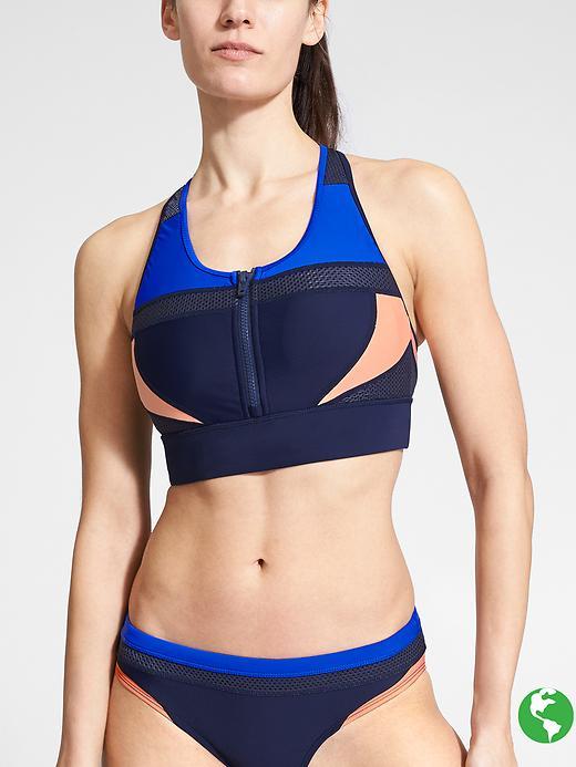 Athleta Womens Tri-ssential Zip Bikini Size M - Color Blocked