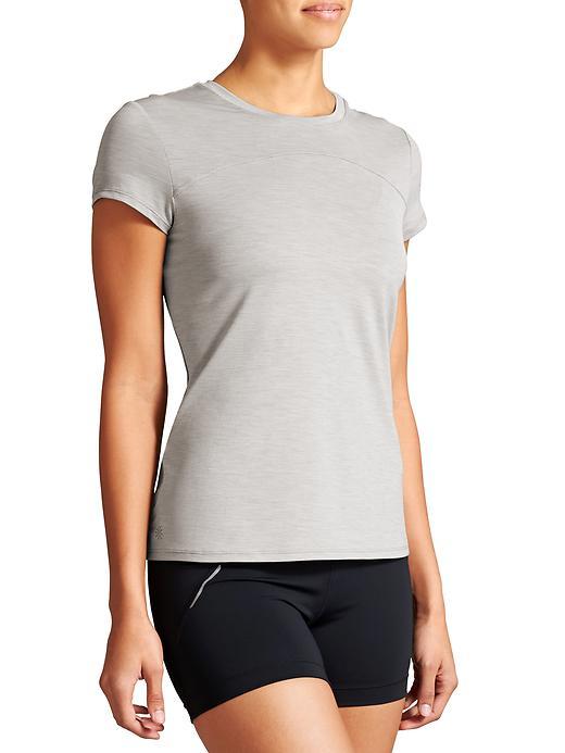 Athleta Womens Uppercut Tee Size L - Grey Heather/highlighter Yellow