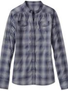 Athleta Womens Happy Trails Shirt Size L - Dress Blue Plaid