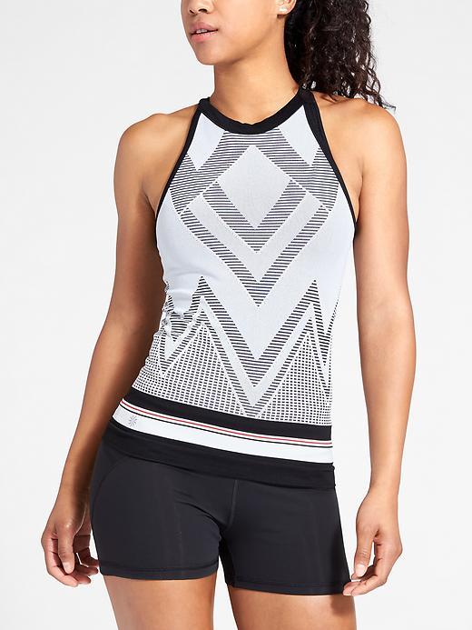 Athleta Womens Chevron Stripe Trophy Tank Size L - Black