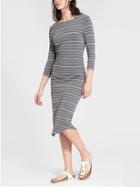 Athleta Womens Comeback Midi Dress Silver Bells/grey Heather Stripe Size Xs