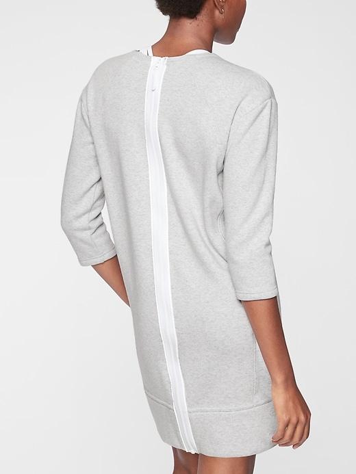 Athleta Womens Cozy Karma Back Zip Sweatshirt Dress Light Grey Heather Size M