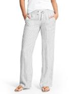 Athleta Womens Herringbone Stripe Linen Pant White/grey Size 14