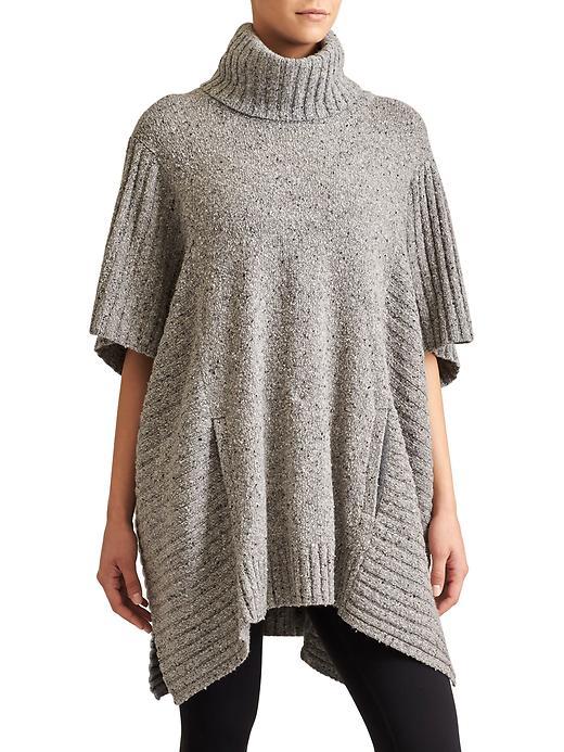 Athleta Womens Passage Sweater Poncho Size L/xl - Grey Donegal