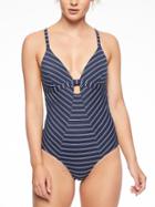 Athleta Womens Piha One Piece French Stripe Size M