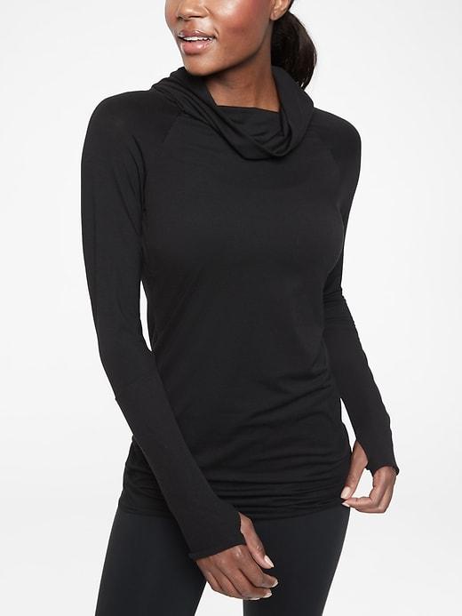 Athleta Womens Essence Hooded Tunic Black Size S