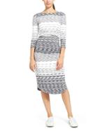 Athleta Womens Stripe Scoop Midi Dress Size L Tall - Neutral Stripe