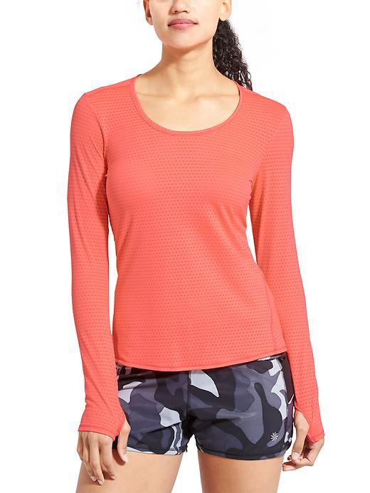 Athleta Womens Chi Top Dot Mesh Size M - Ember Orange