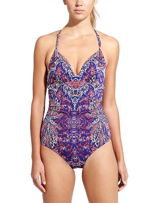 Athleta Womens Aqualuxe Print Molded One Piece Size S Tall - Paradise Print
