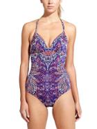 Athleta Womens Aqualuxe Print Molded One Piece Size S Tall - Paradise Print