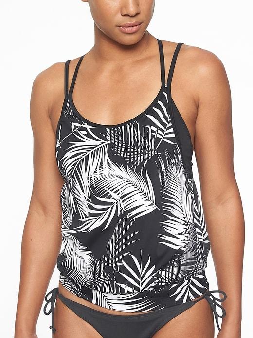 Athleta Womens Sandy Beach Blousy Tankini Top Black Size 36b/c