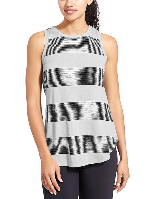Athleta Womens Breezy Tank Size 2x Plus - Grey Heather Stripe