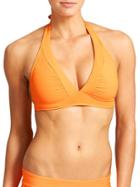 Athleta Womens Shirrendipity Halter Bikini Top Size M - Orange Sherbet