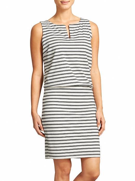 Athleta Womens Stripe Vida Dress Bright White Size L