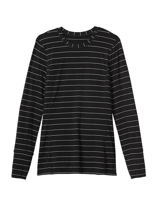 Athleta Womens Take The Heat Top Stripe Size L - Black/bright White