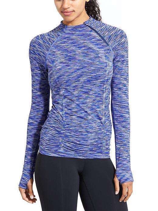 Athleta Womens Fastest Track Asym Half Zip Space Dye Size L - Dress Blue Space Dye