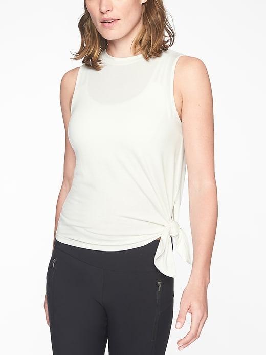 Athleta Womens Cloudlight Asym Side Tie Tank Sea Salt Size M