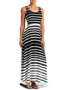 Athleta Womens Stripe Maxi Dress Size L - Black/white