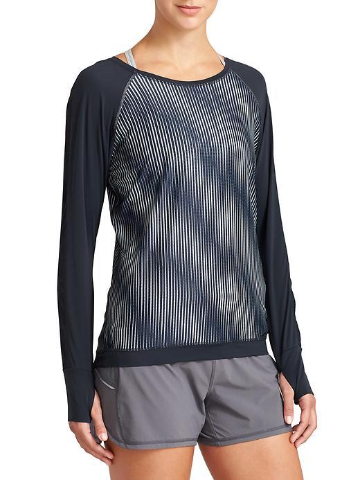 Athleta Womens Mobilize Mesh Top Size M - Navy/slate Print