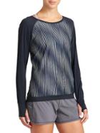 Athleta Womens Mobilize Mesh Top Size M - Navy/slate Print