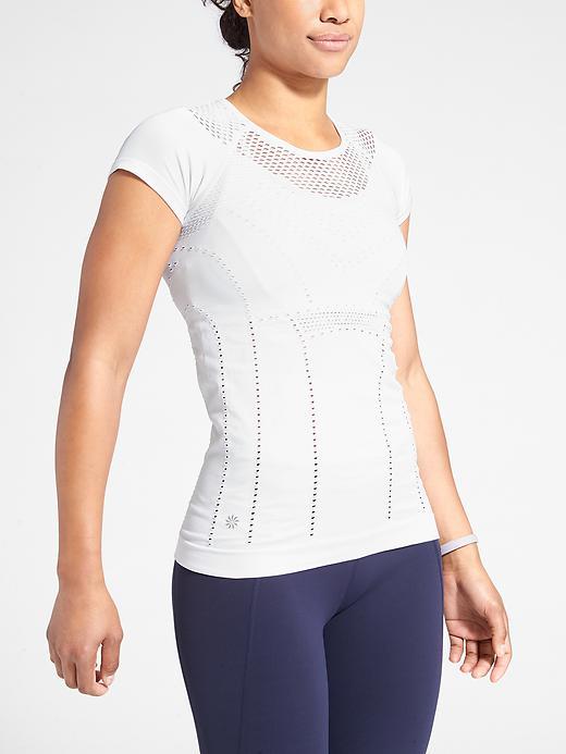 Athleta Womens Diamond Mesh Trophy Tee Size L - Bright White