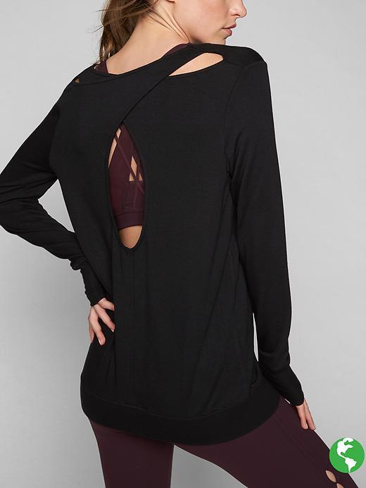 Athleta Womens Coaster Go-to Sweatshirt Size L Petite - Black
