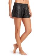 Athleta Womens Downtown Leather Short Size L - Black