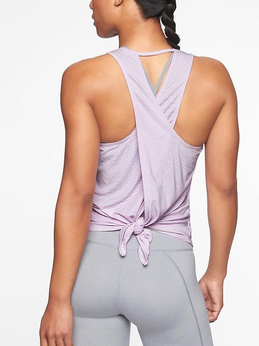 Athleta Womens Essence Texture Tie Back Tank Gauzy Lilac Size S
