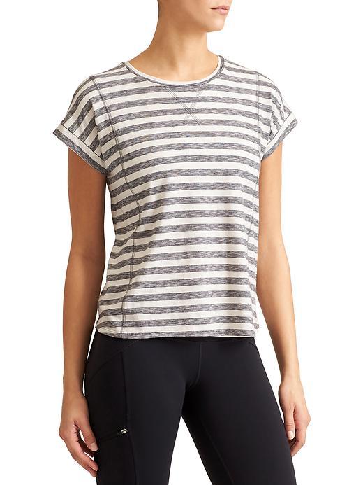 Athleta Womens Valley Tee Size L - Grey Stripe